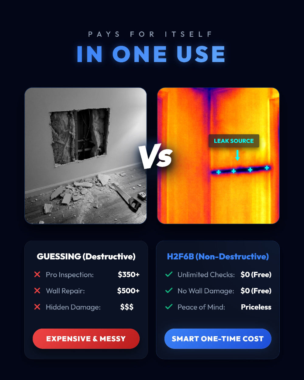 DytSpectrumOwl H2F6B Thermal Camera pays for itself by finding hidden wall leaks and insulation issues