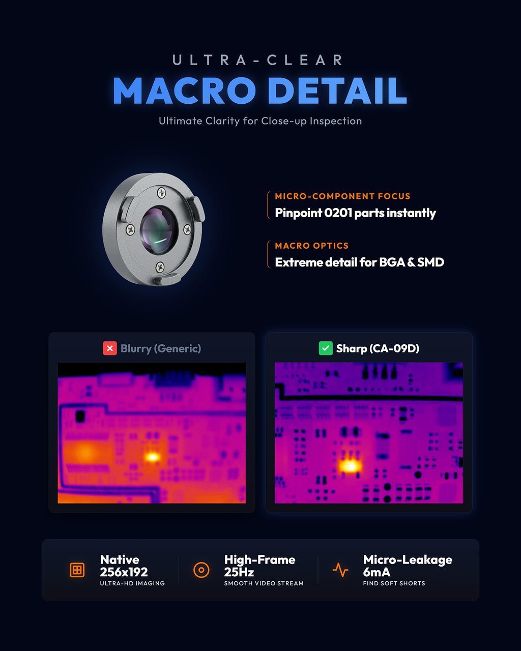 DytSpectrumOwl CA09D PCB Infrared Thermal Analyzer Macro Detail Lens for Micro-components