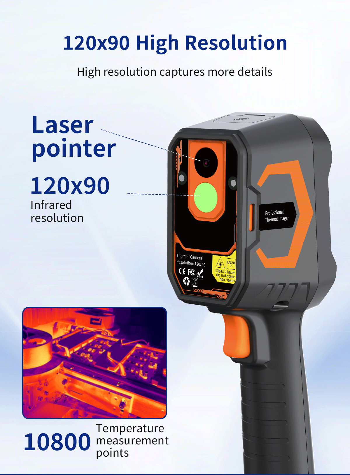 DP-12D Professional Handheld Thermal Imaging Camera with TisoView Enhancement, 120x90 IR Resolution, -20°C to 550°C - 7