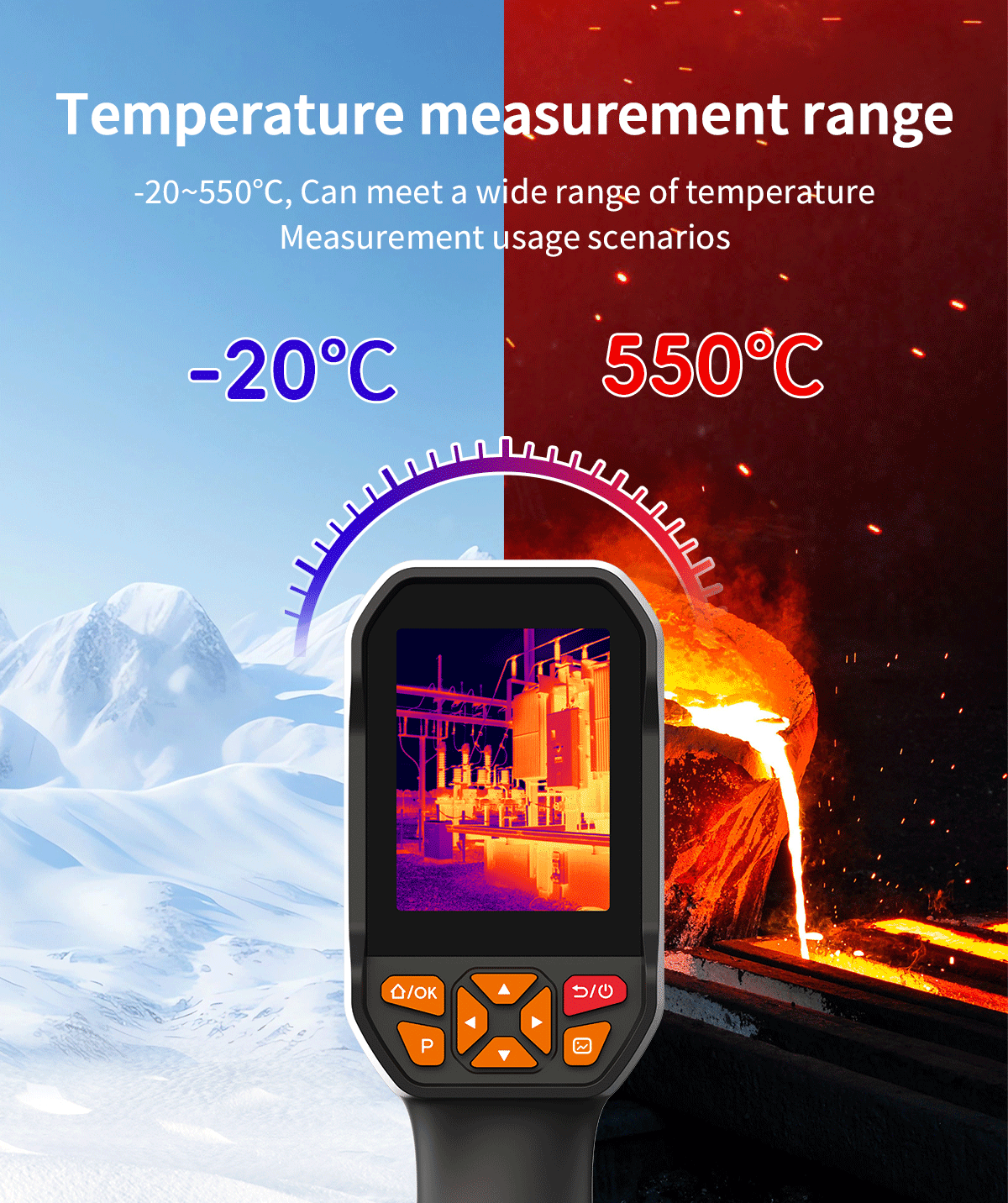 DP-12D Professional Handheld Thermal Imaging Camera with TisoView Enhancement, 120x90 IR Resolution, -20°C to 550°C - 10