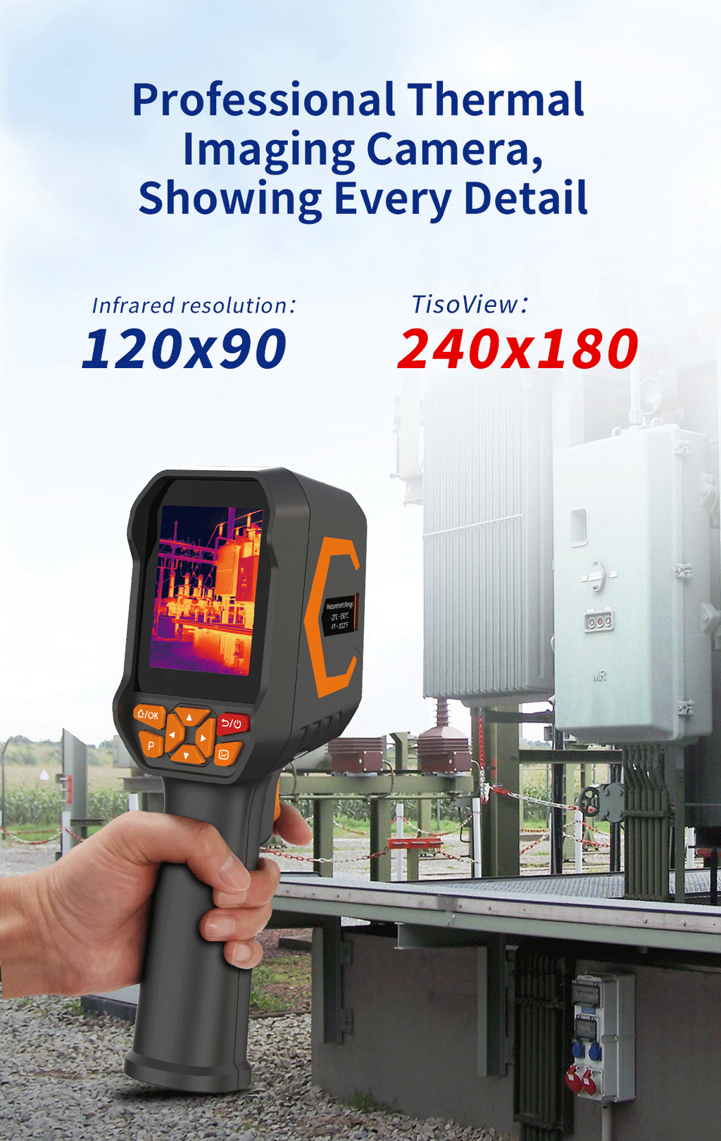 DP-12D Professional Handheld Thermal Imaging Camera with TisoView Enhancement, 120x90 IR Resolution, -20°C to 550°C - 3