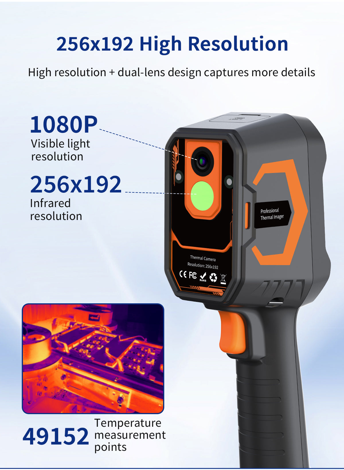 DytSpectrumOwl DP-25DV Dual-Spectrum Thermal Camera with 1080P Visible Light and 256x192 IR Resolution Dual-lens