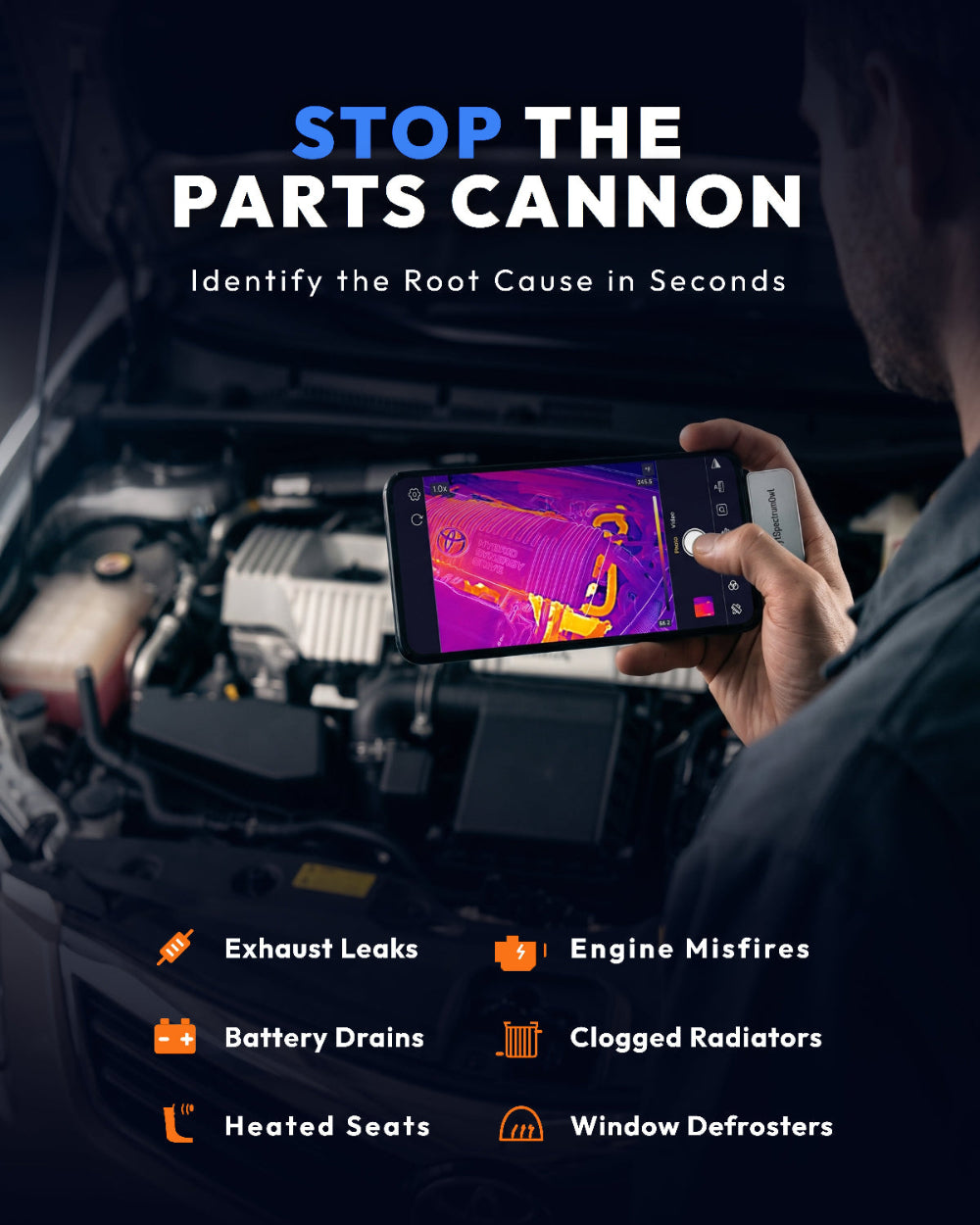 DytSpectrumOwl H2F6B Thermal Camera for fast automotive mechanic diagnostics and engine repair